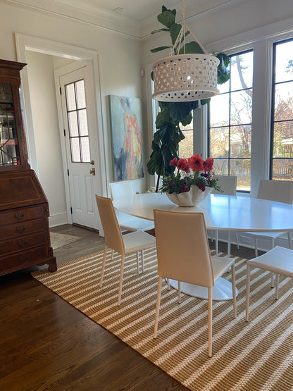 Handwoven jute and wool rug with ochre brown, ivory, and natural stripes – Ochre Brown Jute & Wool Rug by Locust Lane Rugs